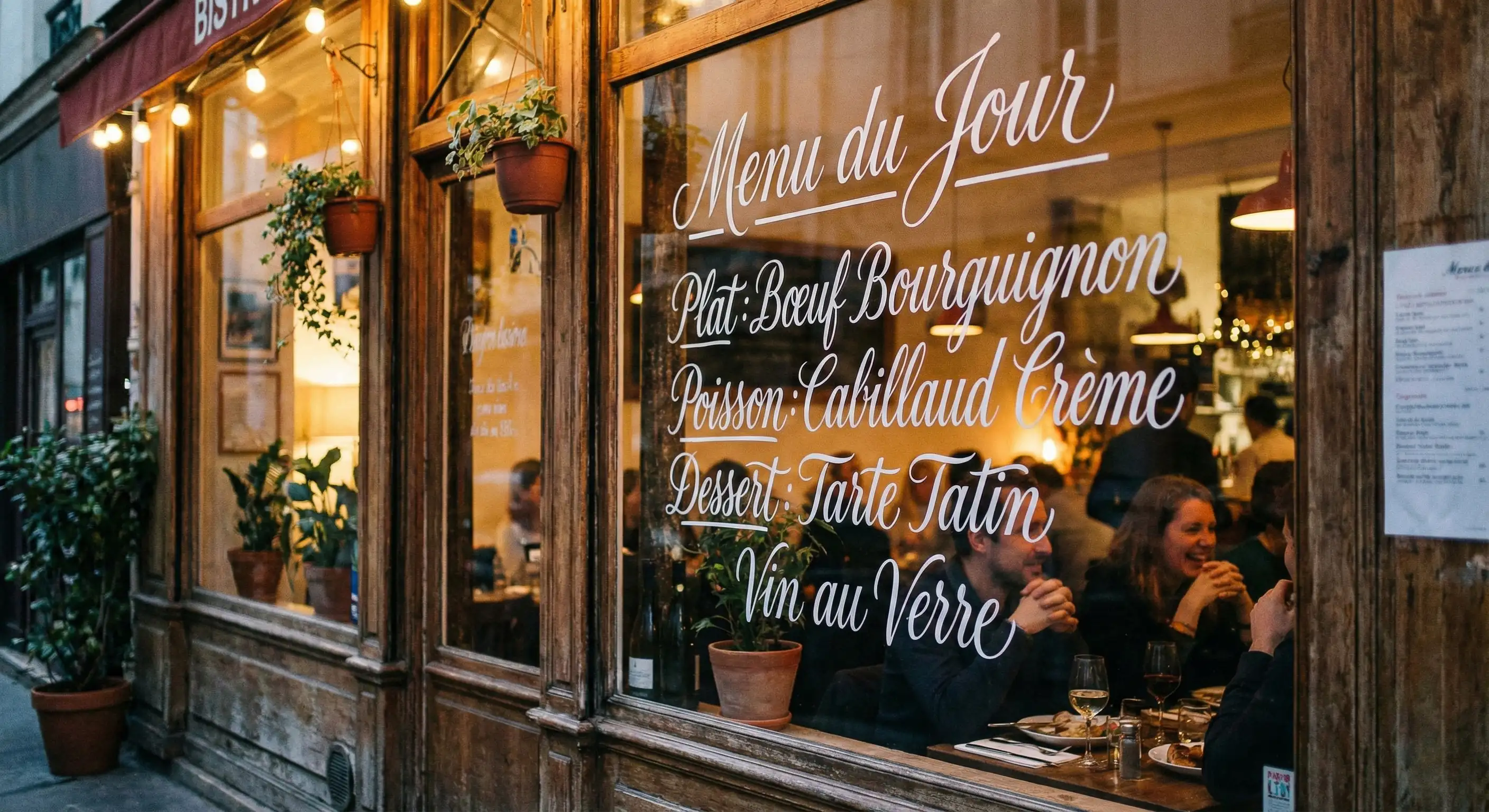 Menu sur vitre ou ardoise